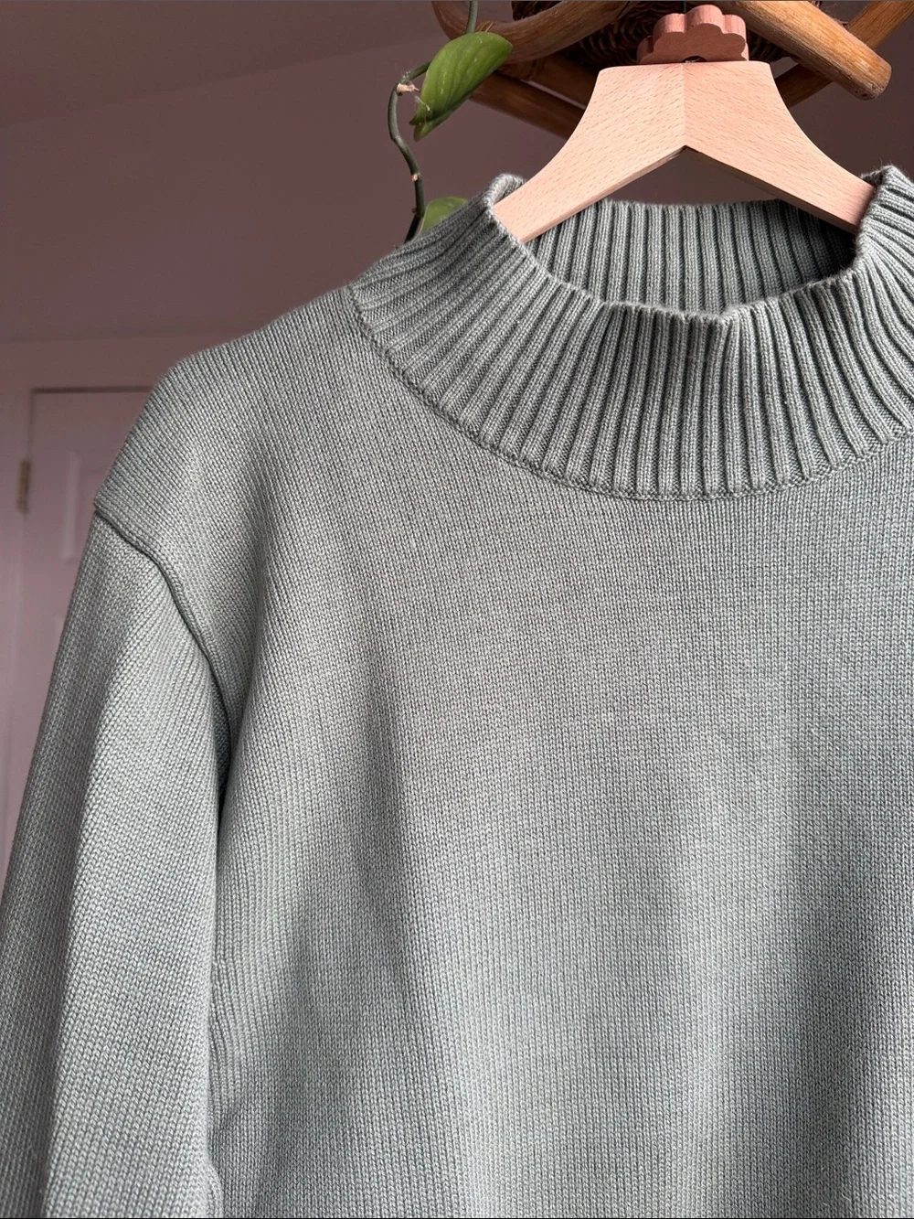 Men's J Crew Sage Green Mock Neck Sweater - Picture 3 of 3